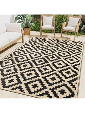 Waterproof Outdoor Rug 5x8 ft, Reversible Plastic Straw Patio Camping Rugs